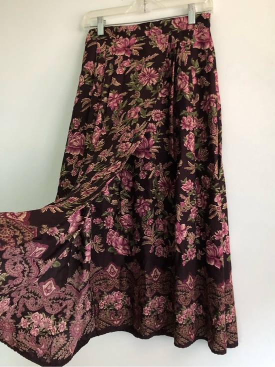 Eaton Dresses & Skirts - 80s Cottagecore Vintage Eaton Petites Floral Flowy Maxi Wrap Skirt Prairie